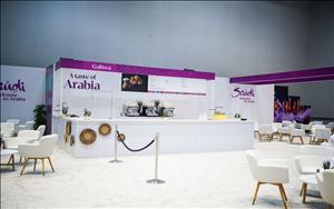 Saudi Tourism Authority 50x80 Cafe Exhibit at Phocuswright Conference  2023 in Hollywood, Florida